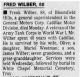 Obituary of Fred Wilber