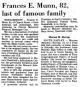 Obituary of Frances E. Munn