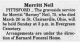 Announcement of Graveside Service for Merritt Neil